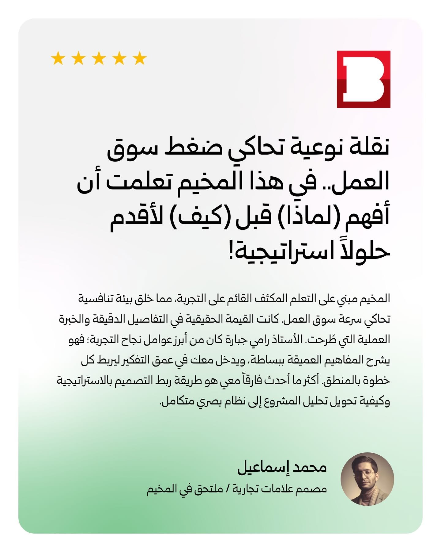 الجزء الأول لبعض من آراء الملتحقين في مخيم التدريب @branders — بخط غروب