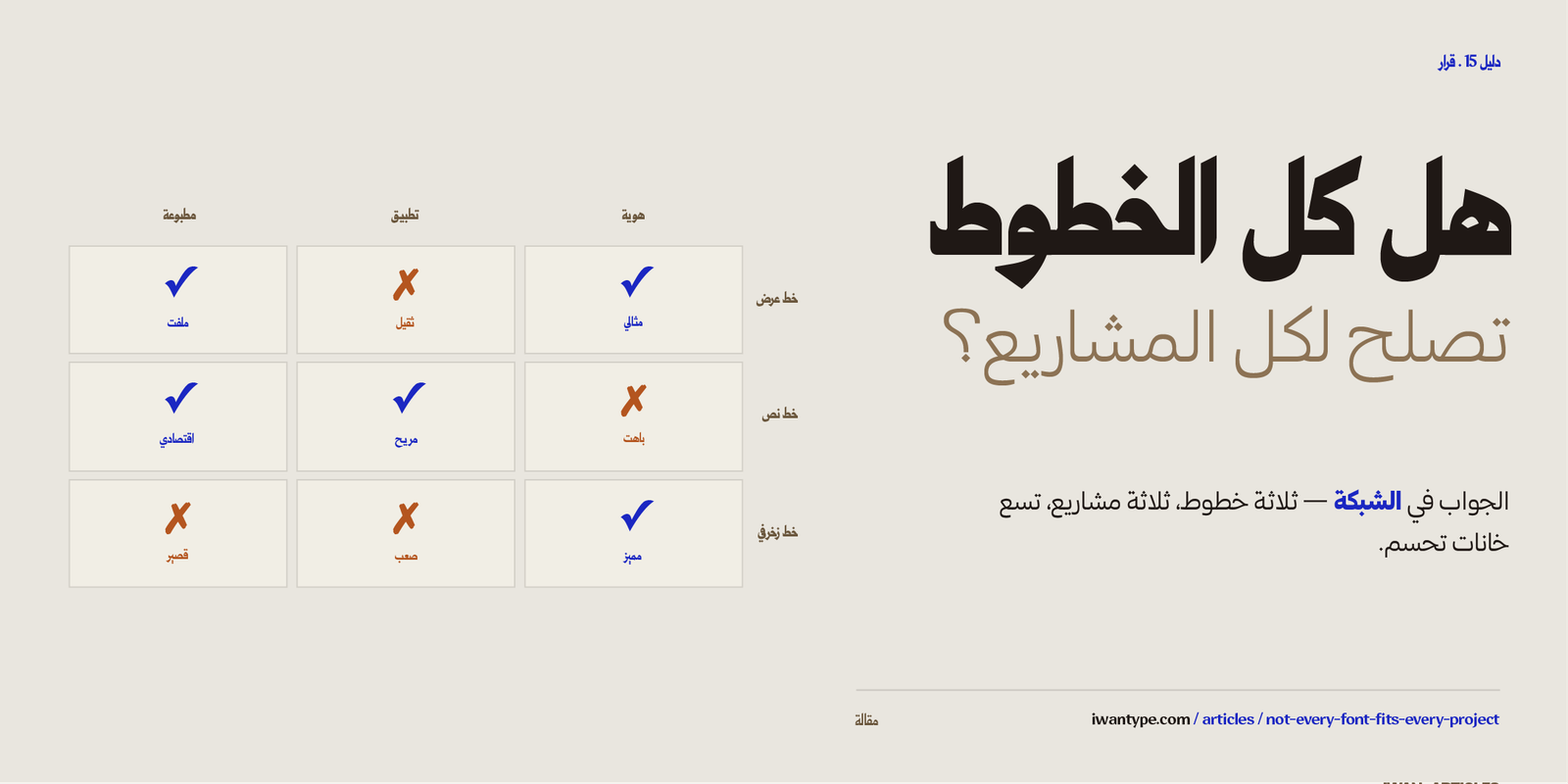هل كل الخطوط تصلح لكل المشاريع